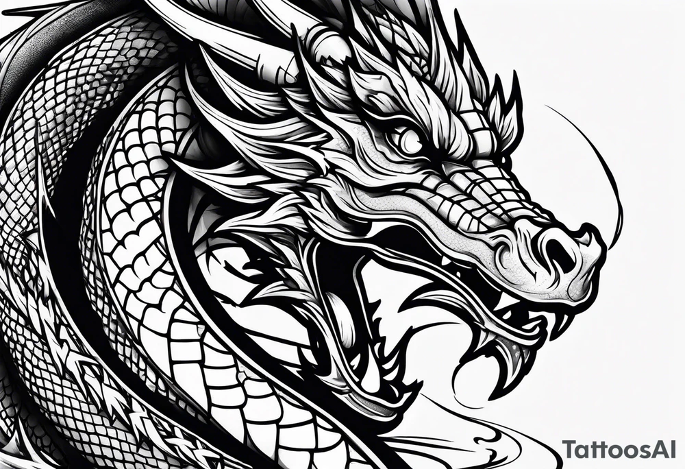Dragon Seven number shape tattoo idea