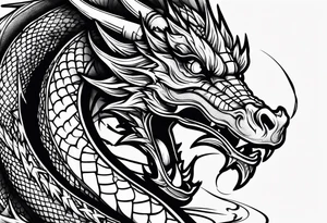 Dragon Seven number shape tattoo idea