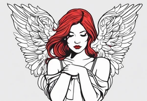 red hair angel girl full body tattoo idea