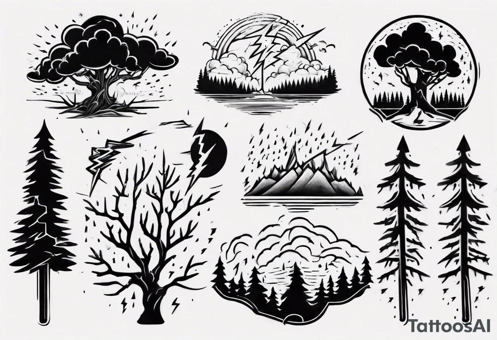 lightning storm over forest tattoo idea