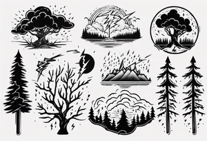 lightning storm over forest tattoo idea