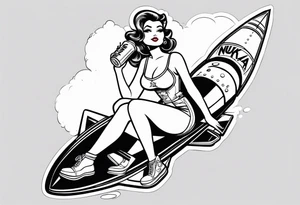 Nuka cola girl sat on rocket drinking nuka cola tattoo idea