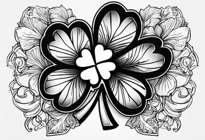 3 leaf clover with letters G T and JK in each leaf tattoo idea