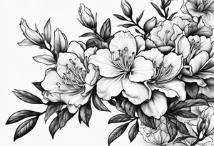 Azaleas with buds along branch tattoo idea
