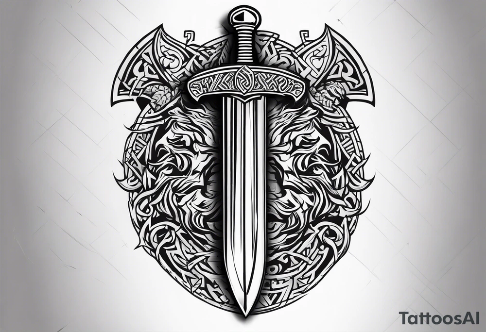 Viking sword Valhalla dragon shield tattoo idea