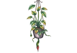 hanging plant in pot tattoo idea