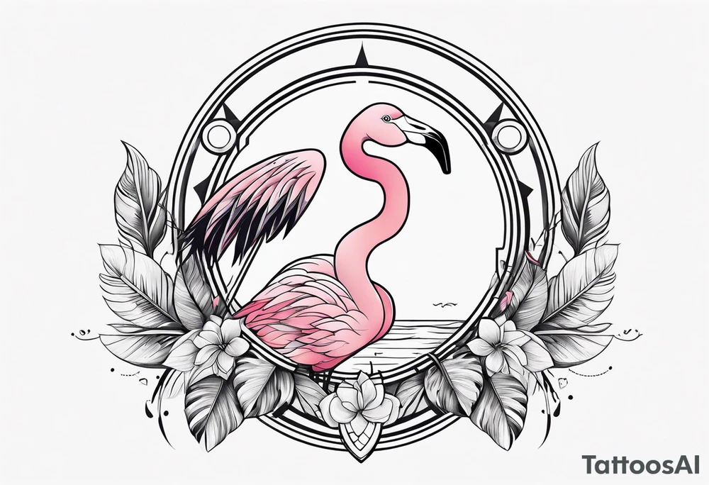 cute flamingo tattoo idea