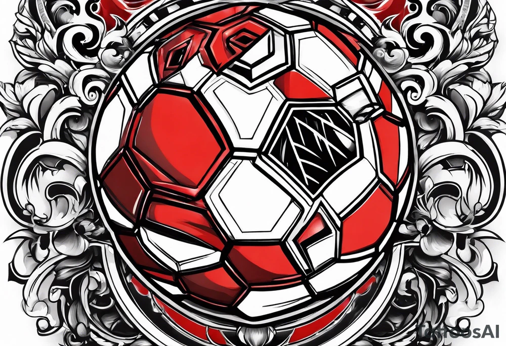 Red Devil heading a 
football tattoo idea