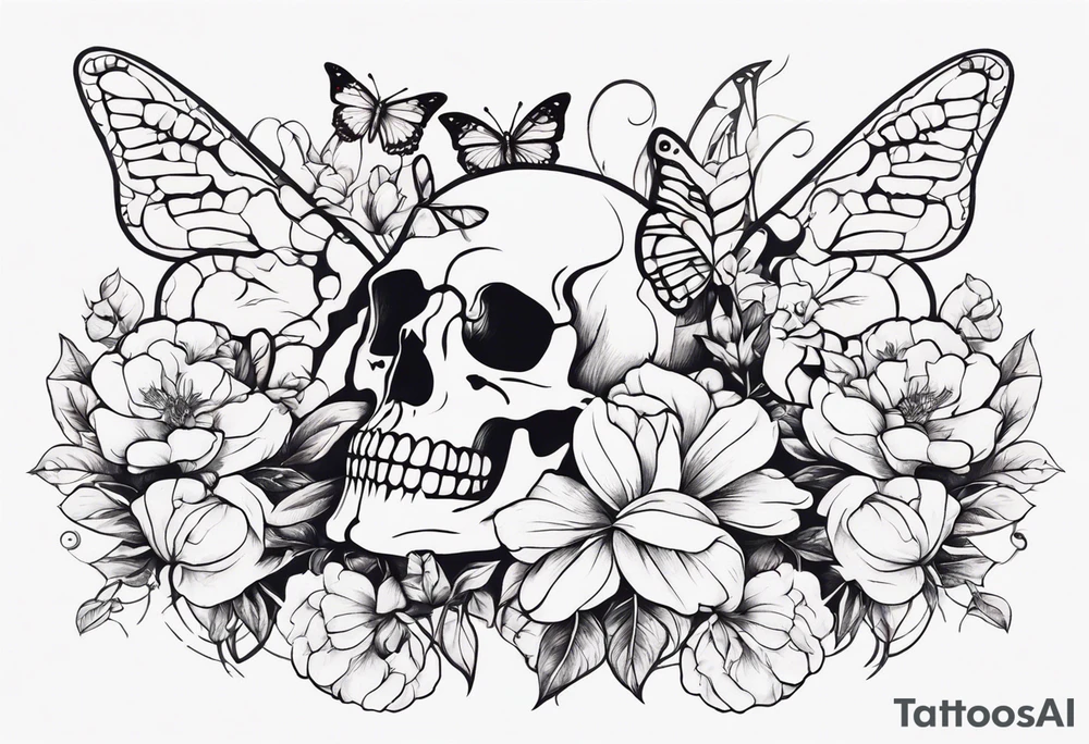 full body skeleton in pieces

 flowers and butterflies
simple design minimal sketch tattoo idea