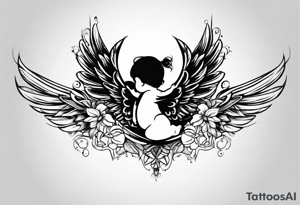 Baby’s handprint and wings tattoo idea