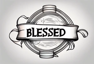 Text blessed with ribbon tattoo idea