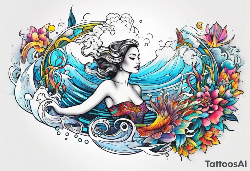 Woman swimming tattoo idea