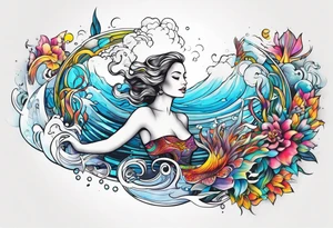 Woman swimming tattoo idea