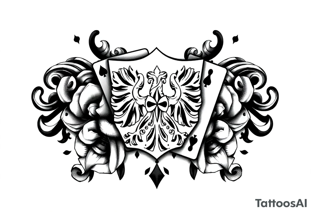 poland symbol and poker cards tattoo idea