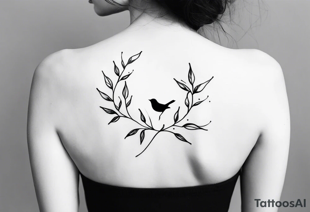 unique small feminine minimalist leaftattoo with birds tattoo idea
