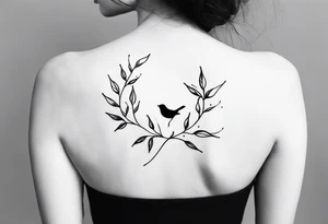 unique small feminine minimalist leaftattoo with birds tattoo idea