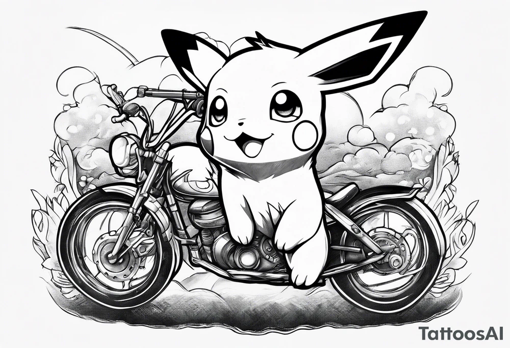 Pikachu riding on a puppy tattoo idea