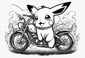 Pikachu riding on a puppy tattoo idea