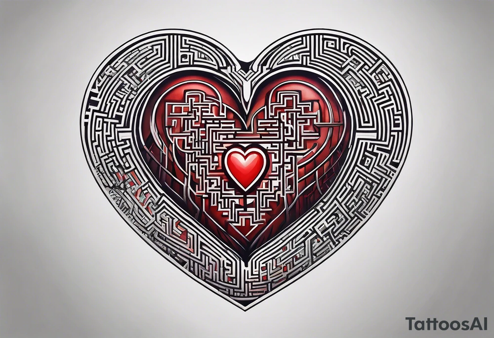 heart with a maze inside tattoo idea