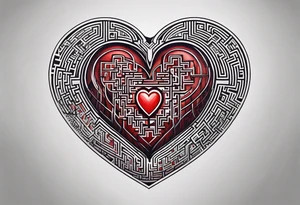 heart with a maze inside tattoo idea