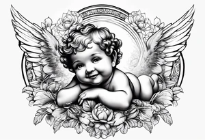 one putti with wings smiling tattoo idea