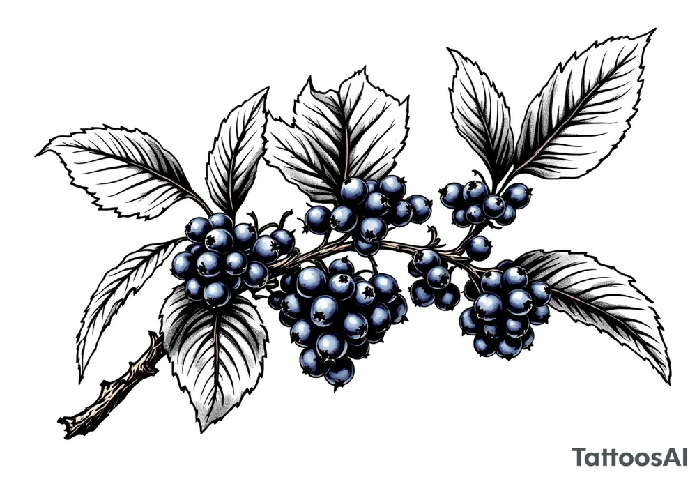 American traditional style Blackberry branch tattoo idea