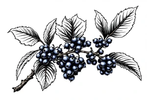American traditional style Blackberry branch tattoo idea