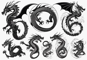 dragon with long body and scales tattoo idea