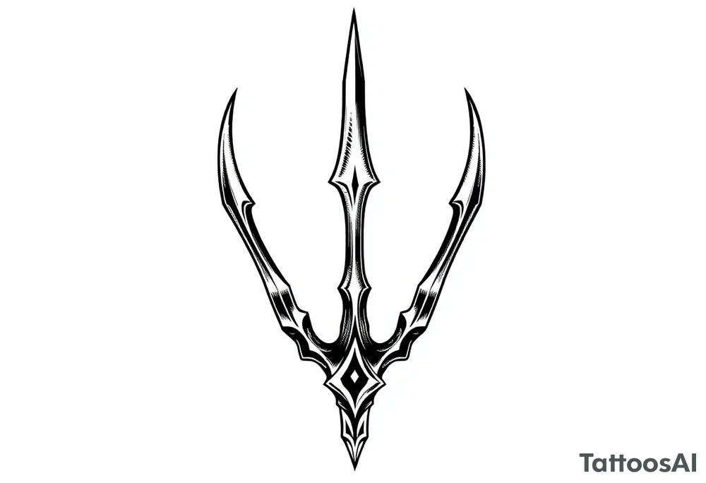 trident with cool background tattoo idea