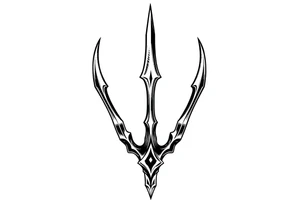 trident with cool background tattoo idea