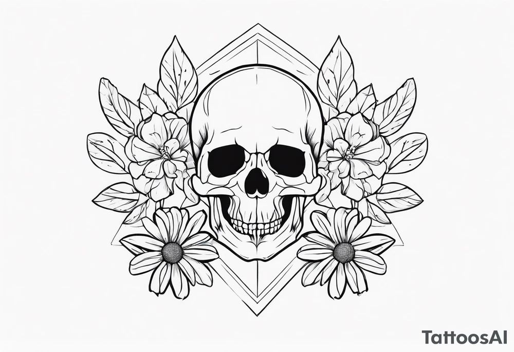 skull and aster tattoo idea