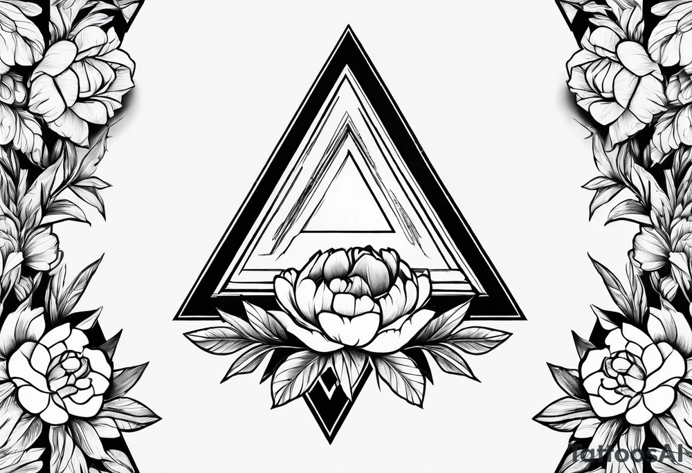 Triangle, peonies, lines, sun, thin lines, aesthetics, tattoo for girl tattoo idea