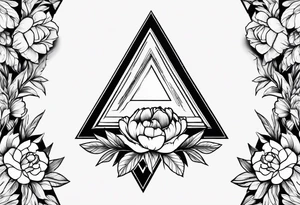Triangle, peonies, lines, sun, thin lines, aesthetics, tattoo for girl tattoo idea