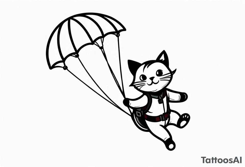 parachuting cat tattoo idea