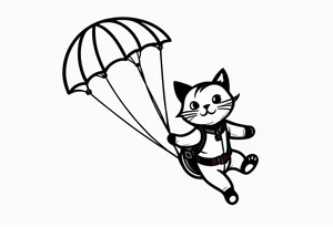 parachuting cat tattoo idea