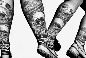 standing astronaut legs and feet tattoo idea