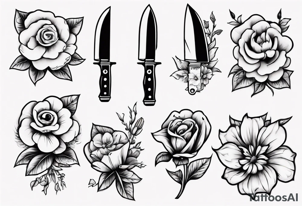 A knife stuck in a flower tattoo idea