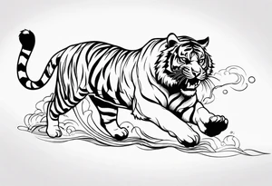 tiger pouncing tattoo idea