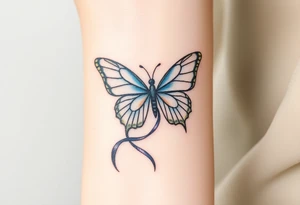 ethereal butterfly with flowing silk ribbons in moonlight tattoo idea
