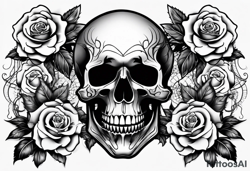 skull and roses tattoo idea