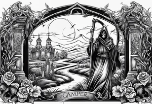 grim reaper cemetery tattoo idea