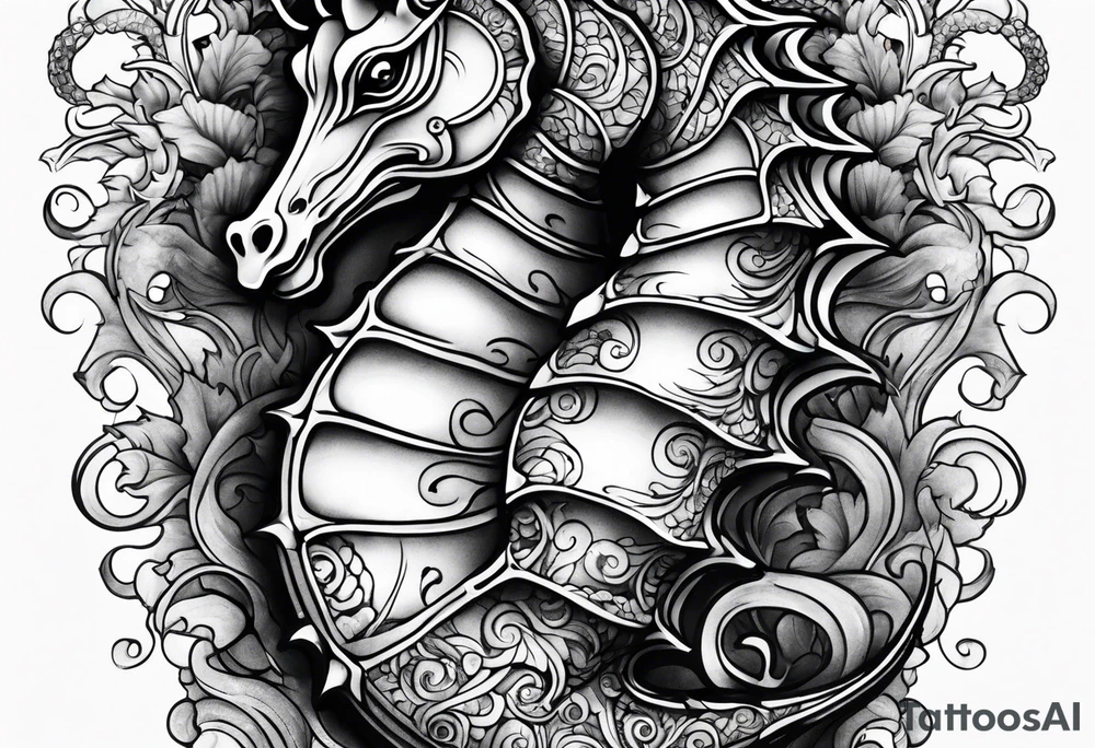 Under ocean seahorse tattoo idea
