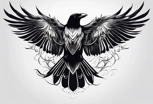 outlines of a crow with open wings tattoo idea