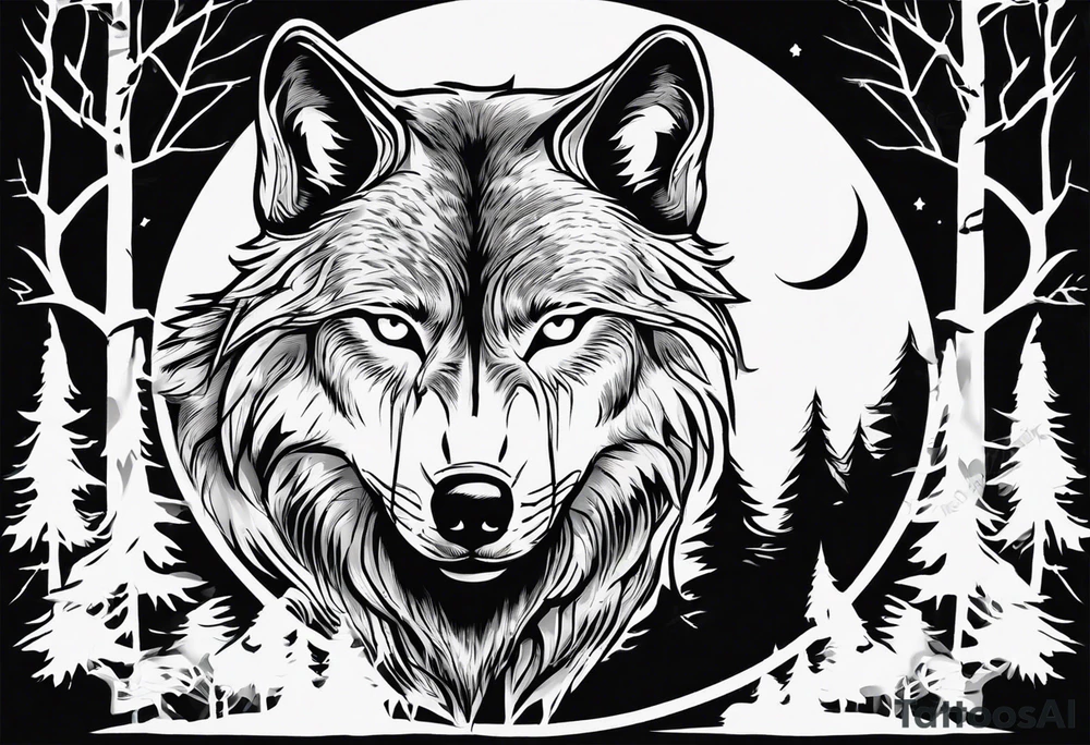 Wolf outside at night full.moon time clock as the moon face tattoo idea Wolf outside at night full.moon time clock as the moon face tattoo idea