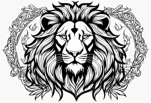 majestic lion with fire tattoo idea