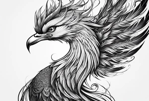 asian elegant phoenix
with a long neck, with no wings, graceful tattoo idea