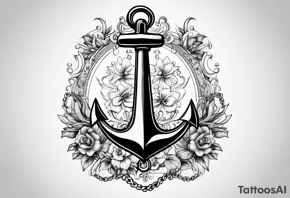 Anchor with the word sonder in the stem of the anchor tattoo idea