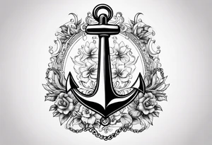 Anchor with the word sonder in the stem of the anchor tattoo idea