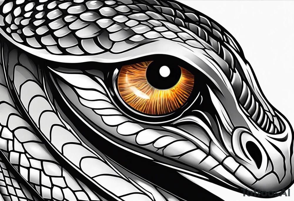 Side view of a Snake eye with copper iris tattoo idea