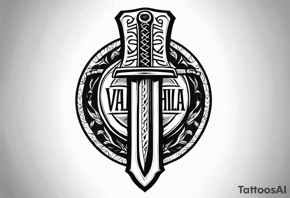 Valhalla shield  sword axe tattoo idea